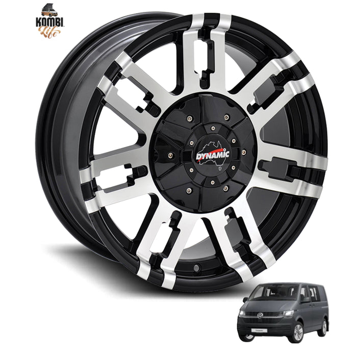 17in Machined Alloy Wheel for VW T6.1 / T6 / T5 - Gloss Black - 17x8 - 12U30P