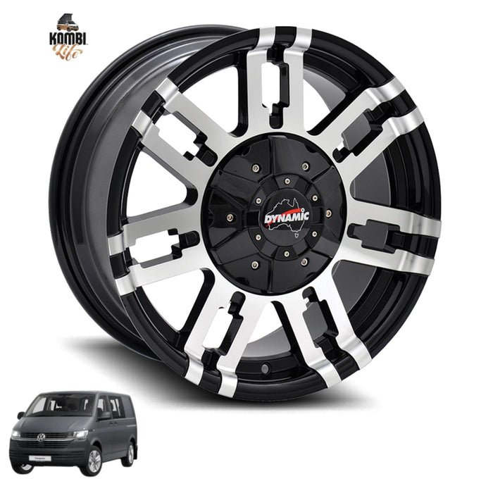 17in Machined Alloy Wheel for VW T6.1 / T6 / T5 - Gloss Black - 17x8 - 12U30P