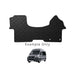 Black car mat with honeycomb pattern on a white background, example text overlay.