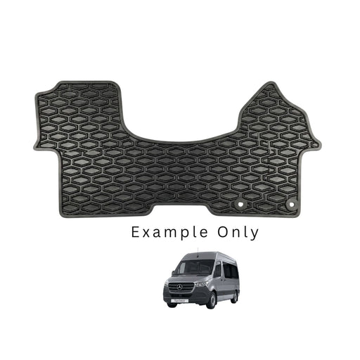 Car mat with honeycomb pattern on a white background, example text overlay.