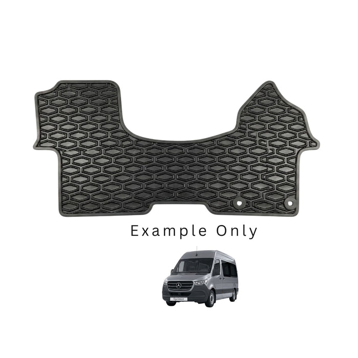 Car mat with honeycomb pattern on a white background, example text overlay.