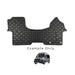 Car mat with honeycomb pattern on a white background, example text overlay.