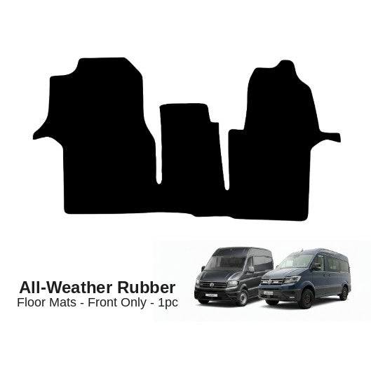 KombiLife All-Weather Rubber Floor Mats for VW Crafter MWB (2017 Onwards) – Front Cab 1-Piece Mat