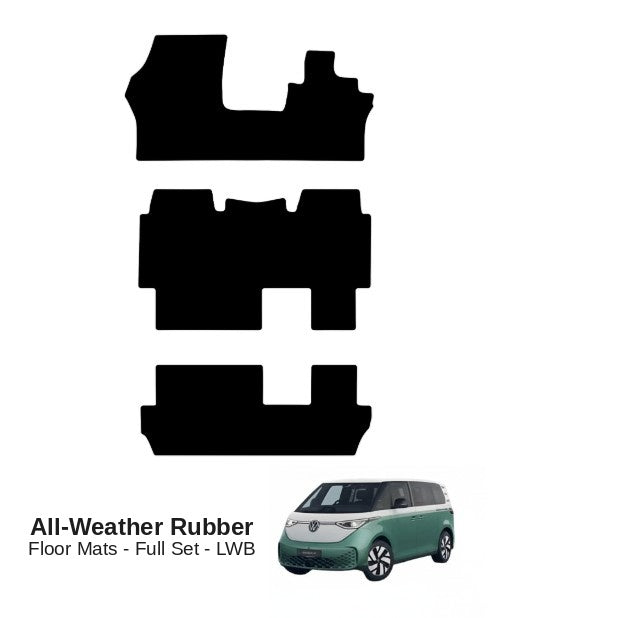 KombiLife All-Weather Rubber Floor Mats For ID. Buzz LWB (7 Seater) – Full Set