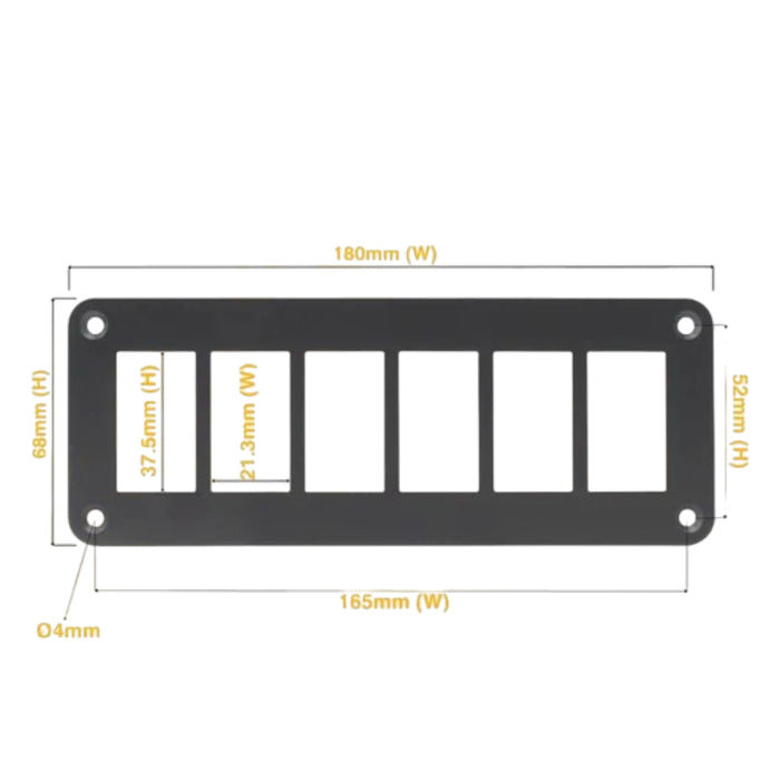 Aluminium 6 Gang Panel – Rocker Switch