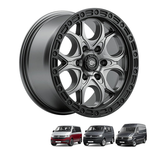 Black Rock Bolt 17x8.5 5x120 Gunmetal Grey Black Ring alloy wheel