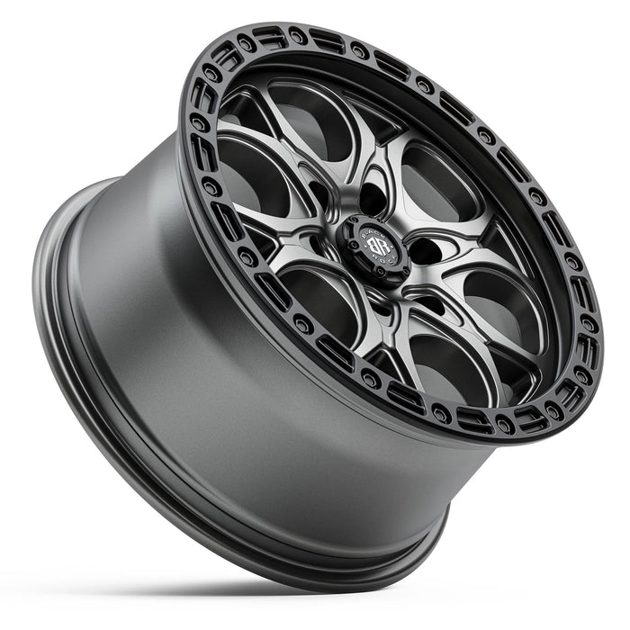 Black Rock Bolt 17x8.5 5x120 Gunmetal Grey with Black Ring alloy wheel