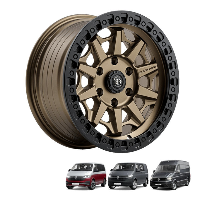 Black Rock Cage 17x8 5x120 Dark Bronze Black Ring alloy wheel