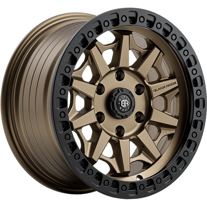 Black Rock Cage 17x8 5x120 Dark Bronze Black Ring alloy wheel
