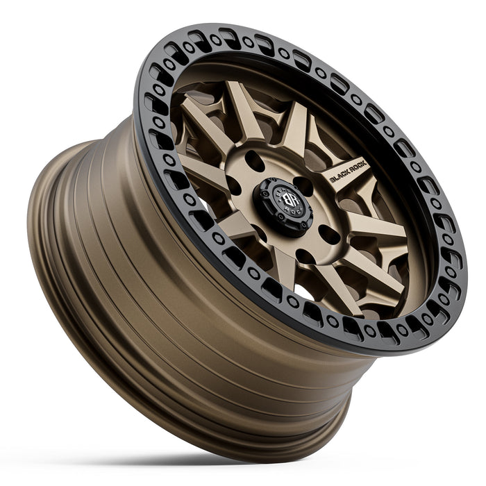 Black Rock Cage 17x8 5x120 Dark Bronze with Black Ring alloy wheel