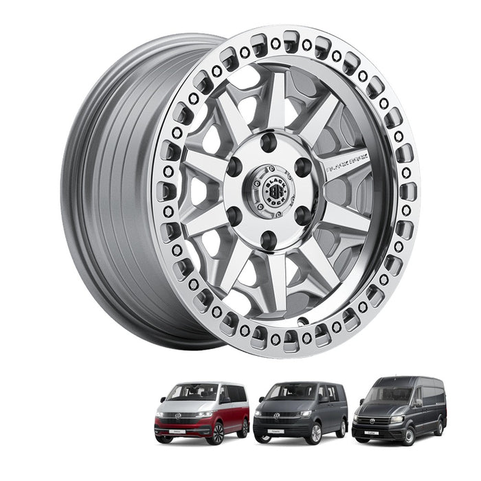 Black Rock Cage 17x8 5x120 Silver Machined alloy wheel