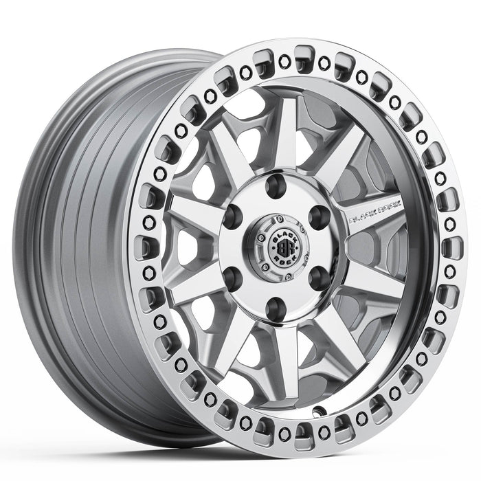 Black Rock Cage 17x8 5x120 Silver Machined alloy wheel