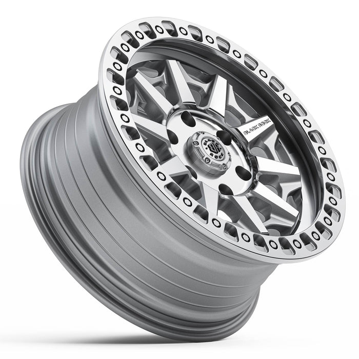 Black Rock Cage 17x8 5x120 Silver Machined alloy wheel