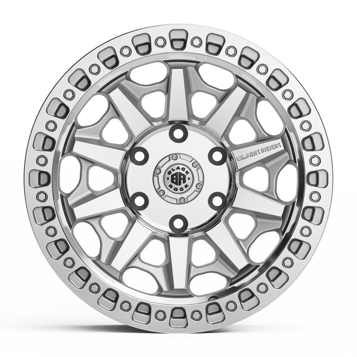 Black Rock Cage 17x8 5x120 Silver Machined alloy wheel