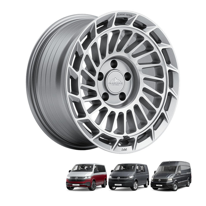 Black Rock FFT01 17x8.5 5x120 Brushed Silver alloy wheel