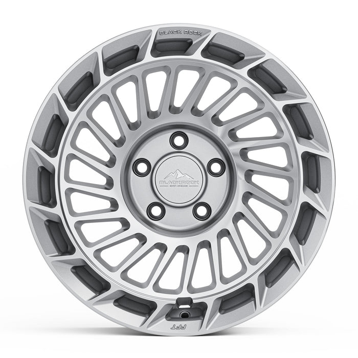 Black Rock FFT01 17x8.5 5x120 Brushed Silver alloy wheel