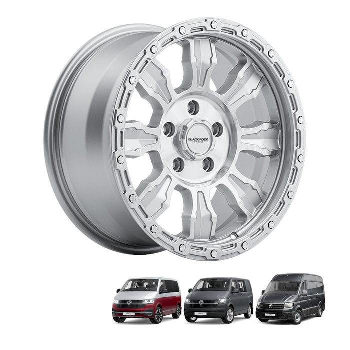 Black Rock Venture 17x8.5 5x120 Silver Machined alloy wheel