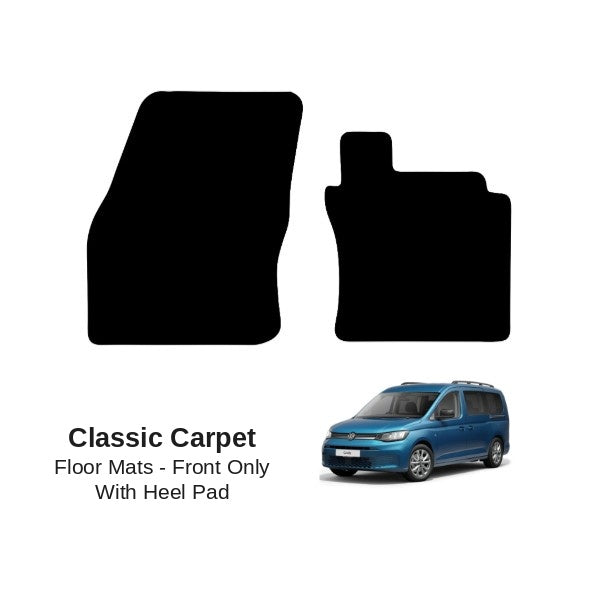 KombiLife Classic Carpet Floor Mats For VW Caddy 5 Maxi (2021+) – Fronts Only – With Driver Side Heel Pad