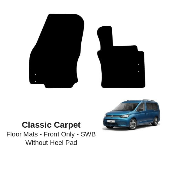 KombiLife Classic Carpet Floor Mats For VW Caddy 5 SWB (2021+) – Fronts Only – Without Driver Side Heel Pad