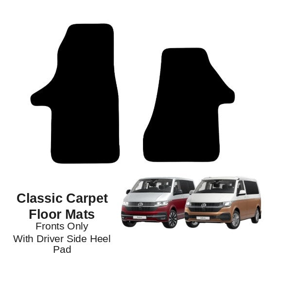 KombiLife Classic Carpet Floor Mats For VW T6.1 Multivan / California – Fronts Only – With Driver Side Heel Pad