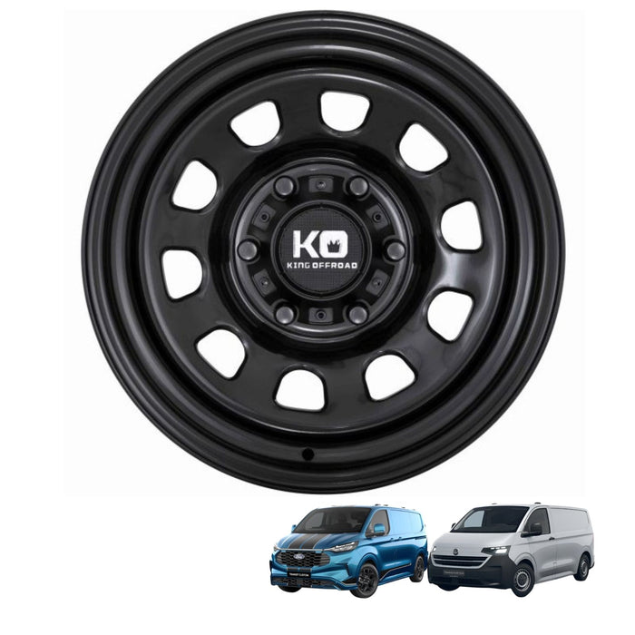 D-Hole Steel Wheel -Satin Black - 17"x7.5 6x120 for VW T7 Transporter / Ford Transit Custom / Ford Tourneo 2023+