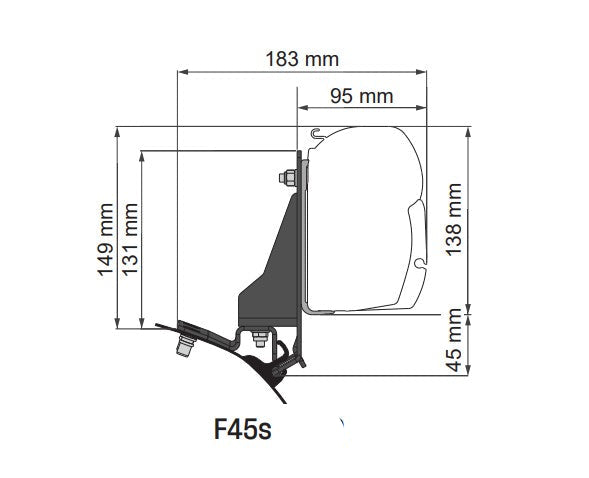 Fiamma F45s Awning Adaptor for use with Multirail For VW T7 Transporter / Ford Transit Custom V710 / Ford Tourneo 2023+
