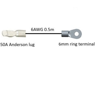 Earth Battery Electrical Cable with 50A Anderson and Ring Terminal x1