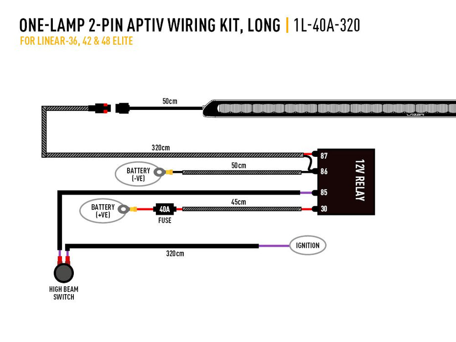 Lazer Single-Lamp Harness Kit (2-Pin, Aptiv, 12V)