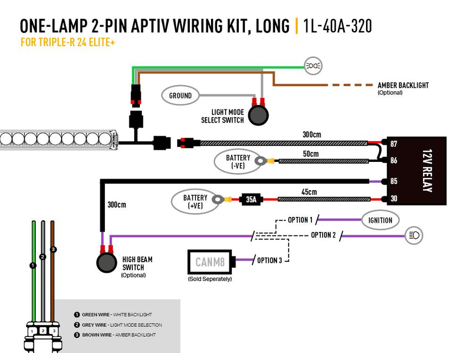 Lazer Single-Lamp Harness Kit (2-Pin, Aptiv, 12V)
