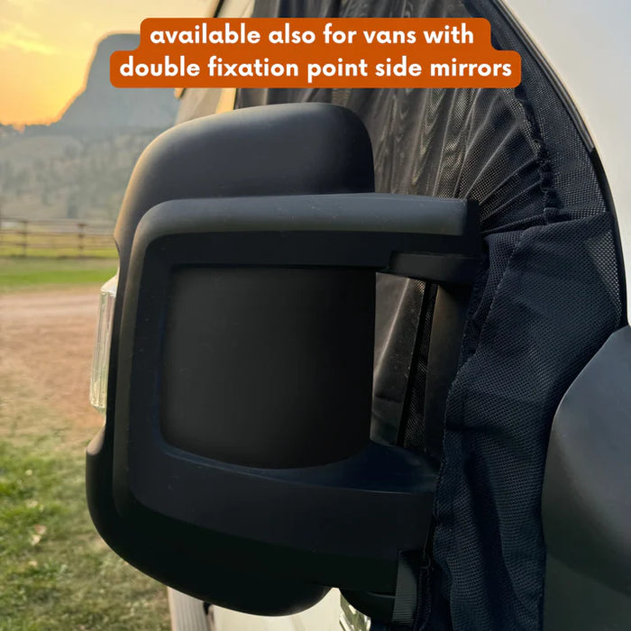 Living in a Bubble Universal Magnetic Front Window Fly Screens - For Cars and Vans - Single Fixation Point Wing Mirrors