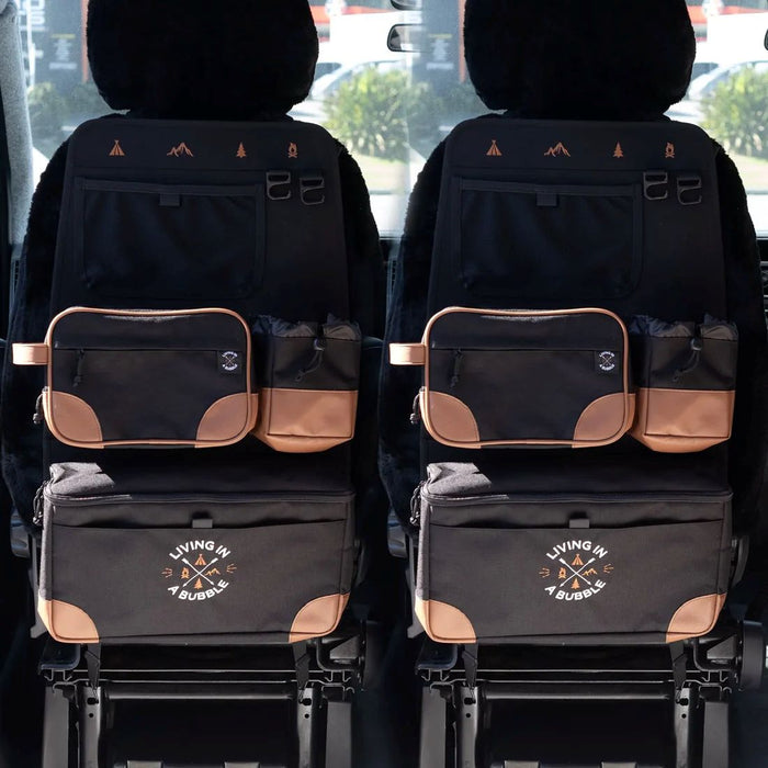 Living in a Bubble Premium Seat Back Storage with Toiletry Bag Bundle - 2 Pack
