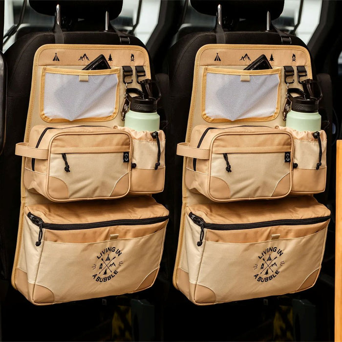 Living in a Bubble Premium Seat Back Storage with Toiletry Bag Bundle - 2 Pack