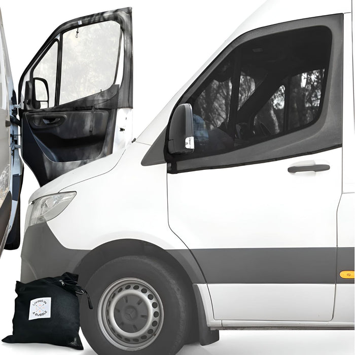 Living in a Bubble Universal Magnetic Front Window Fly Screens - For Cars and Vans - Double Fixation Point Wing Mirrors