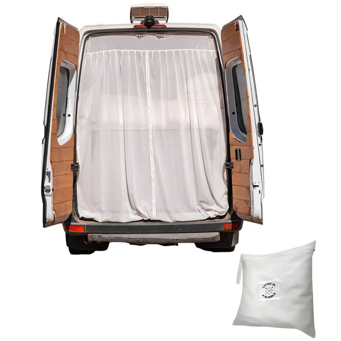 Living in a Bubble Universal Magnetic Rear Door Van Fly Screen - Large Size - White
