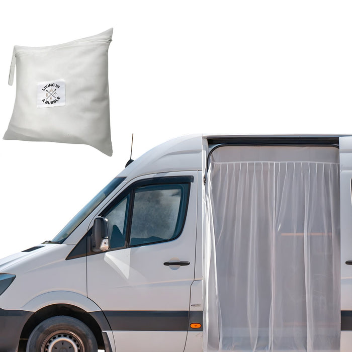 Living in a Bubble Universal Magnetic Side Door Van Fly Screen - Standard Size - White