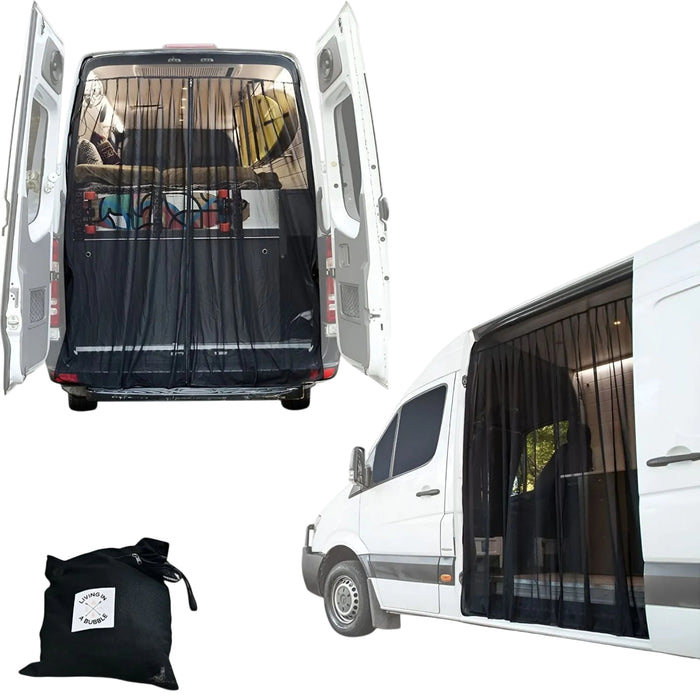Living in a Bubble Universal Side and Rear Van Fly Screen Bundle - Large Size - Black