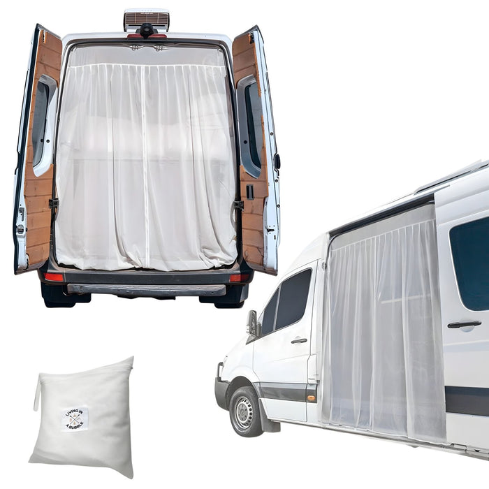 Living in a Bubble Universal Side and Rear Van Fly Screen Bundle - Large Size - White