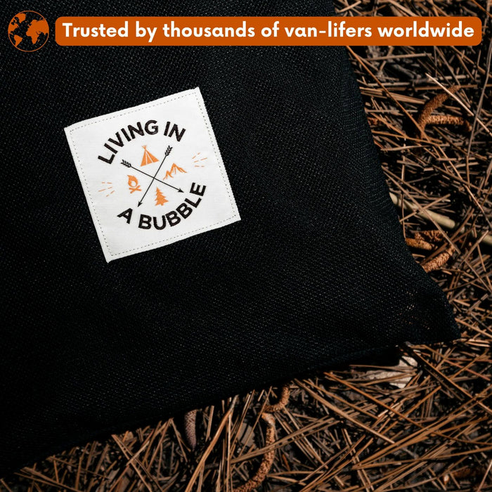 Living in a Bubble Universal Front / Side / Rear Van Fly Screen Bundle - Large Size with Single Fixation Wing Mirror - Black