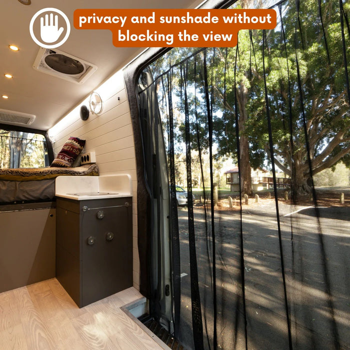Living in a Bubble Universal Front / Side / Rear Van Fly Screen Bundle - Large Size with Single Fixation Wing Mirror - Black