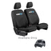 Black car seat covers with KombiLife logo on a white background, example only text displayed.
