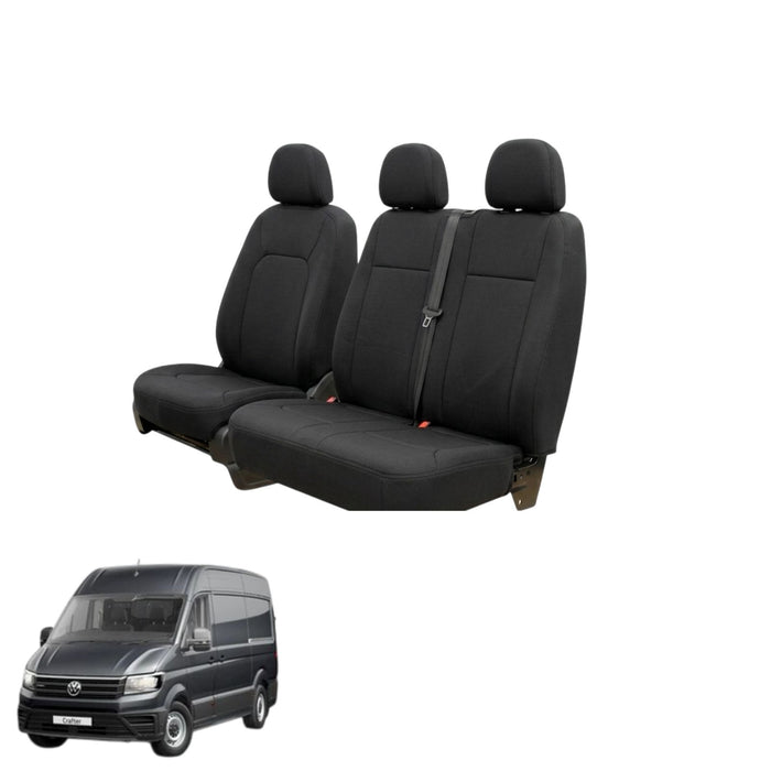 KombiLife Neoprene Seat Covers for VW Crafter MWB 2017 Onwards – Front Pair (Bench Seat Model)