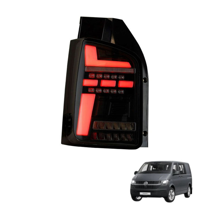 VW T5 (2003-09) – Rear Lights – Sequential Indicator – LED – Black Smoke (T6.1 Style)