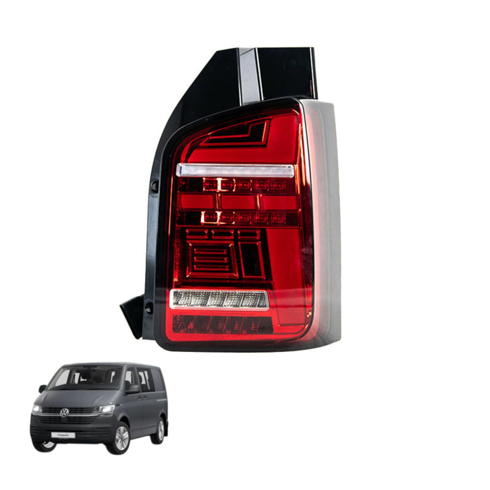 VW T6.1 – Rear Lights – Sequential Indicator – LED – RHD – Barn Door – Red Clear