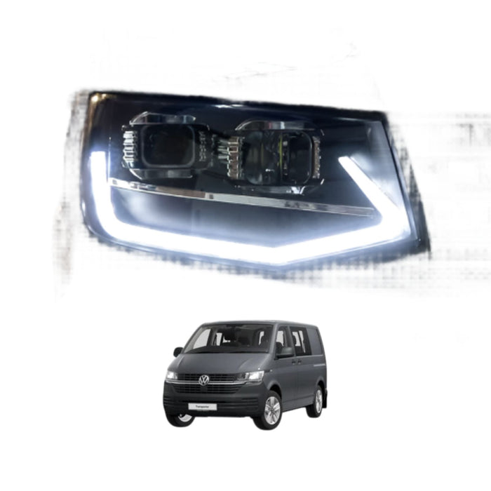 VW T6 LED DRL V3 Headlights with Sequential Indicators (includes bulbs) – BLACK - KIT