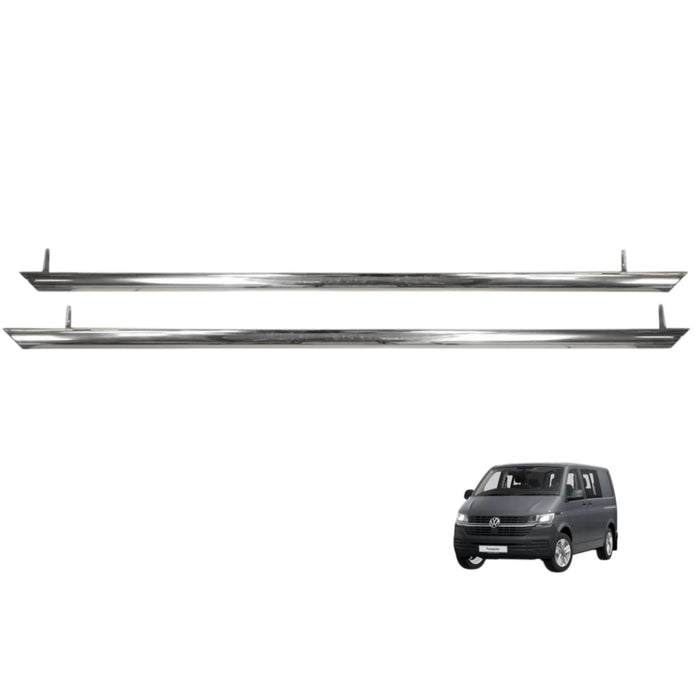 VW T6/T6.1 – 76mm Sidebars Slash Cut –  No Step – SWB Polished SS