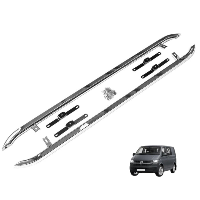 VW T6/T6.1 – Angled Trapezoid Sportline Style Sidebars – SWB Polished SS