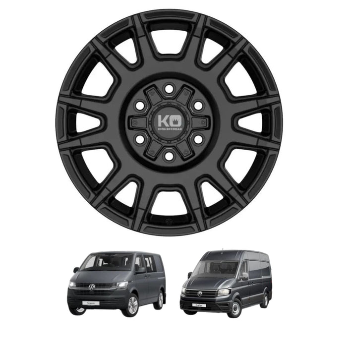 Wanderer (Trekka) Satin Black Finish Alloy Wheels - 17x8 5x120 For VW Crafter / VW T5/T6/T6.1 Transporter / Multivan / California