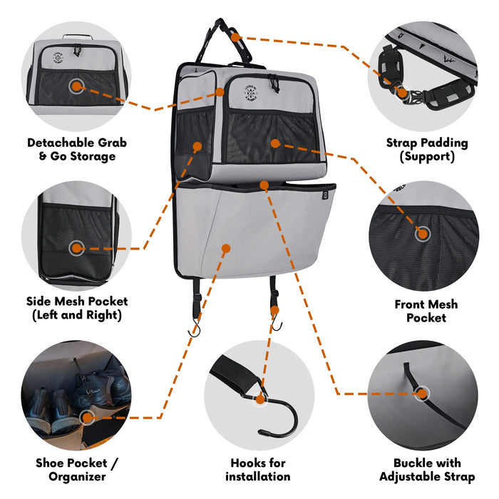 Living in a Bubble Premium Seat Back Shoe Organiser with Detachable Bag