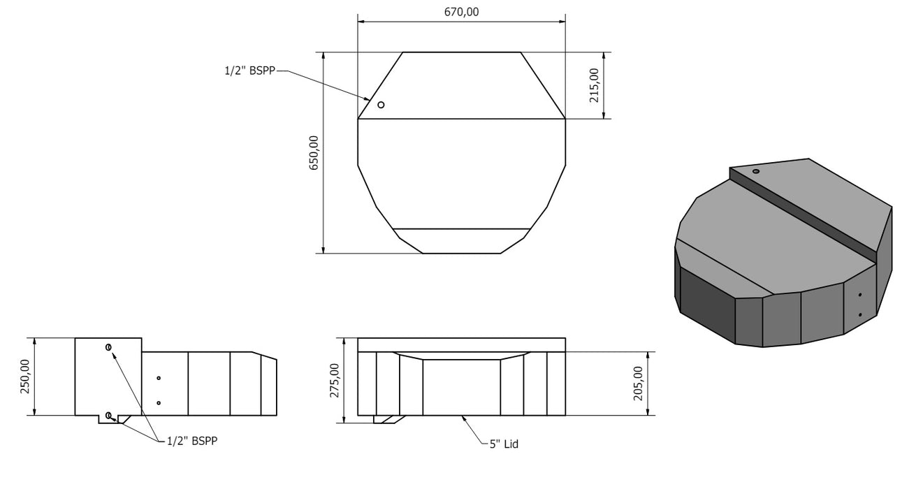 68L Spare Wheel Water Tank For VW T6.1, T6, T5, Crafter