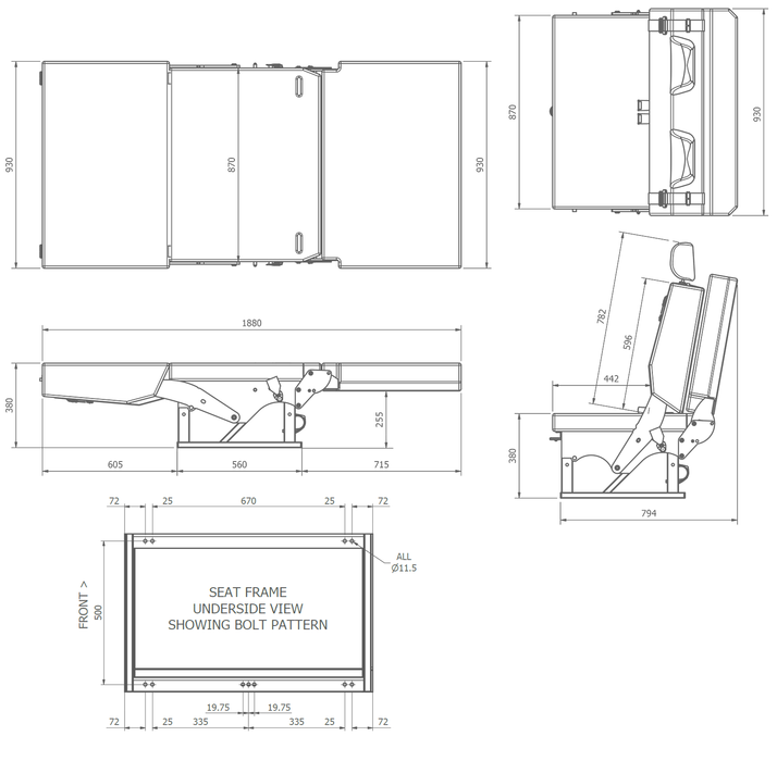 Additional Double Seating that forms a Double Bed with option Width Extension for Campervans - MSF290